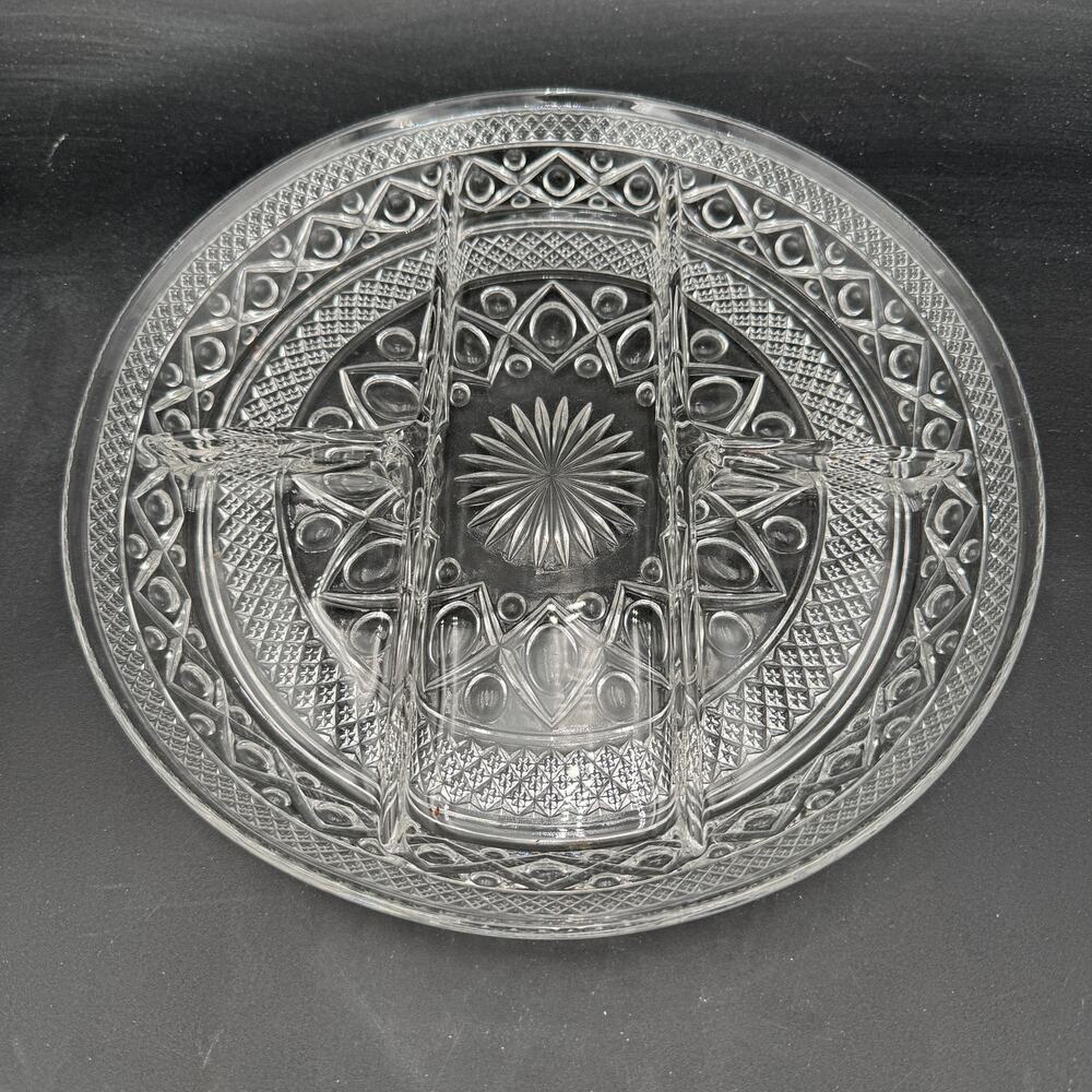 Vintage Relish Dish 5-Part Cape Cod by Imperial Glass Ohio Glassware 10.25"